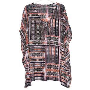 Avenue Top Boho Eclectic Maximalist Festival Lightweight Lace Up Black 30/32